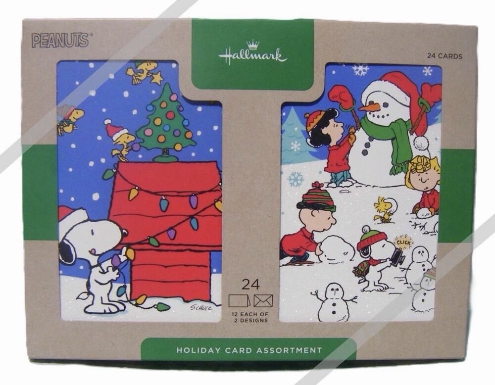 Hallmark Peanuts Holiday 24ct Christmas Card Assortment 2 Designs NEW (14/#2)